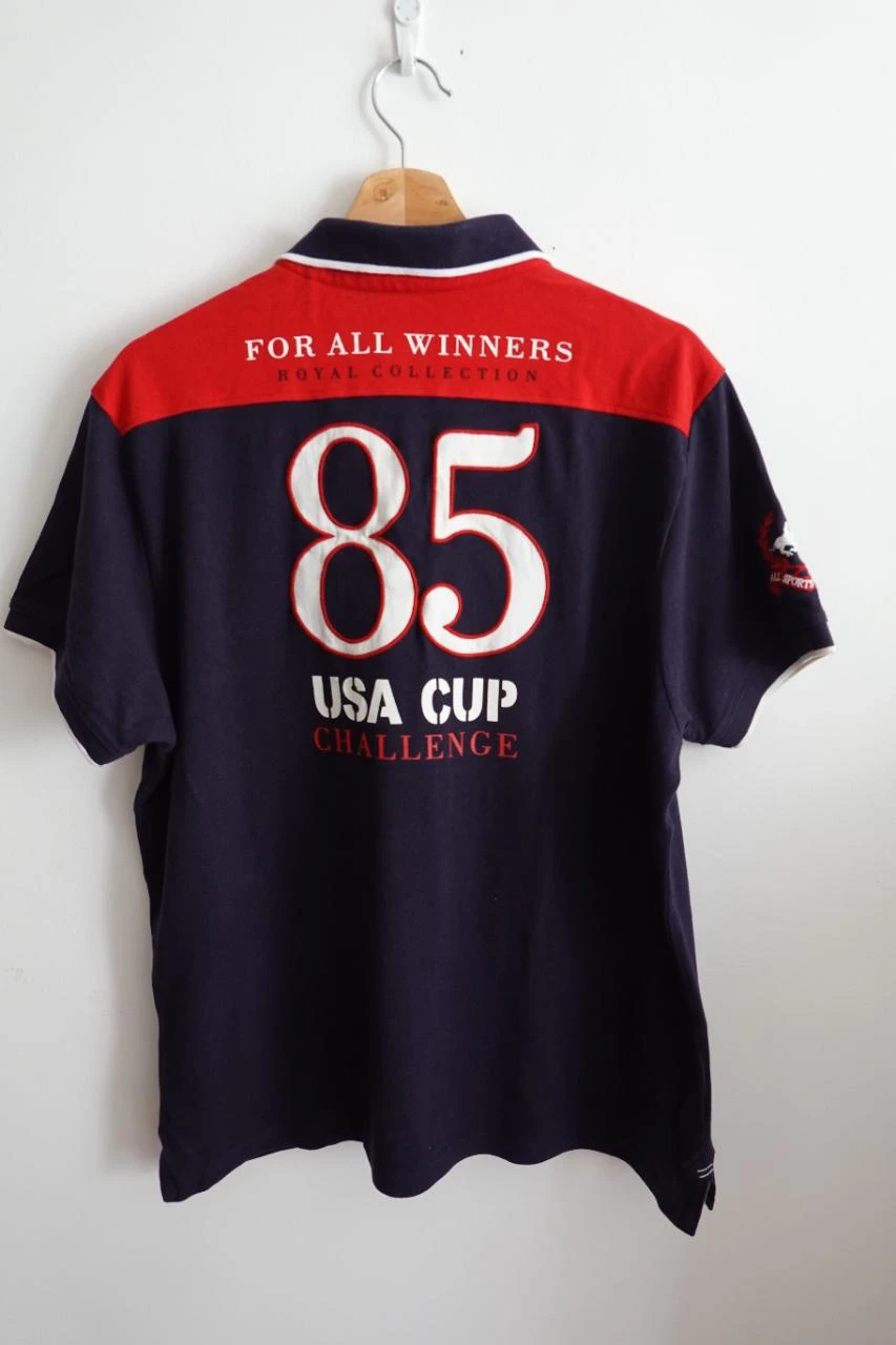 Polo masculino bordado USA Cup azul marinho e vermelho 5XL – photo 2